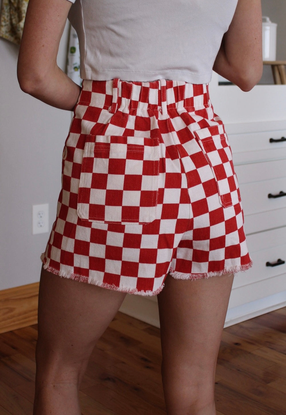 Red Checkered Shorts