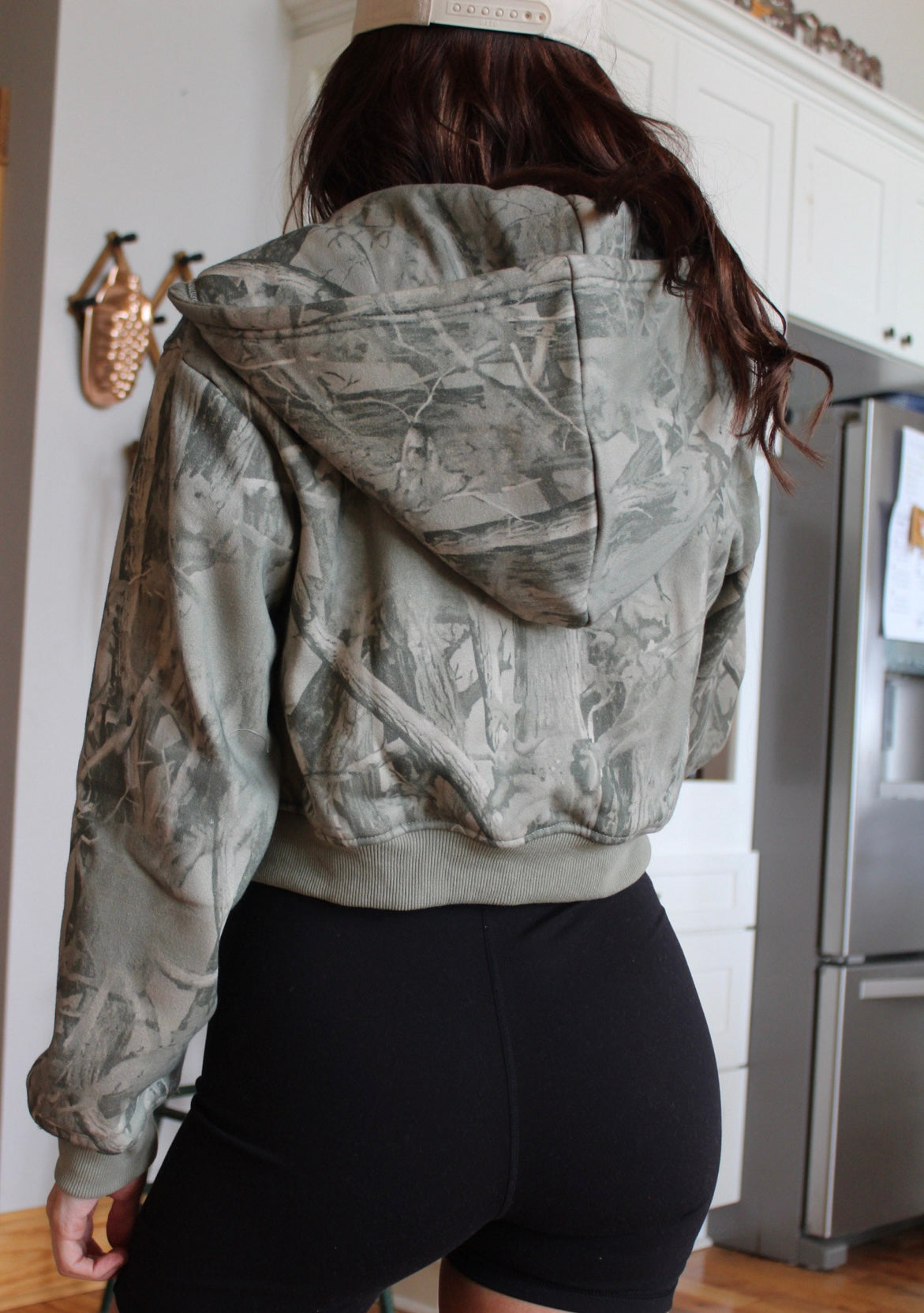 Camo Cropped Hooded Jacket