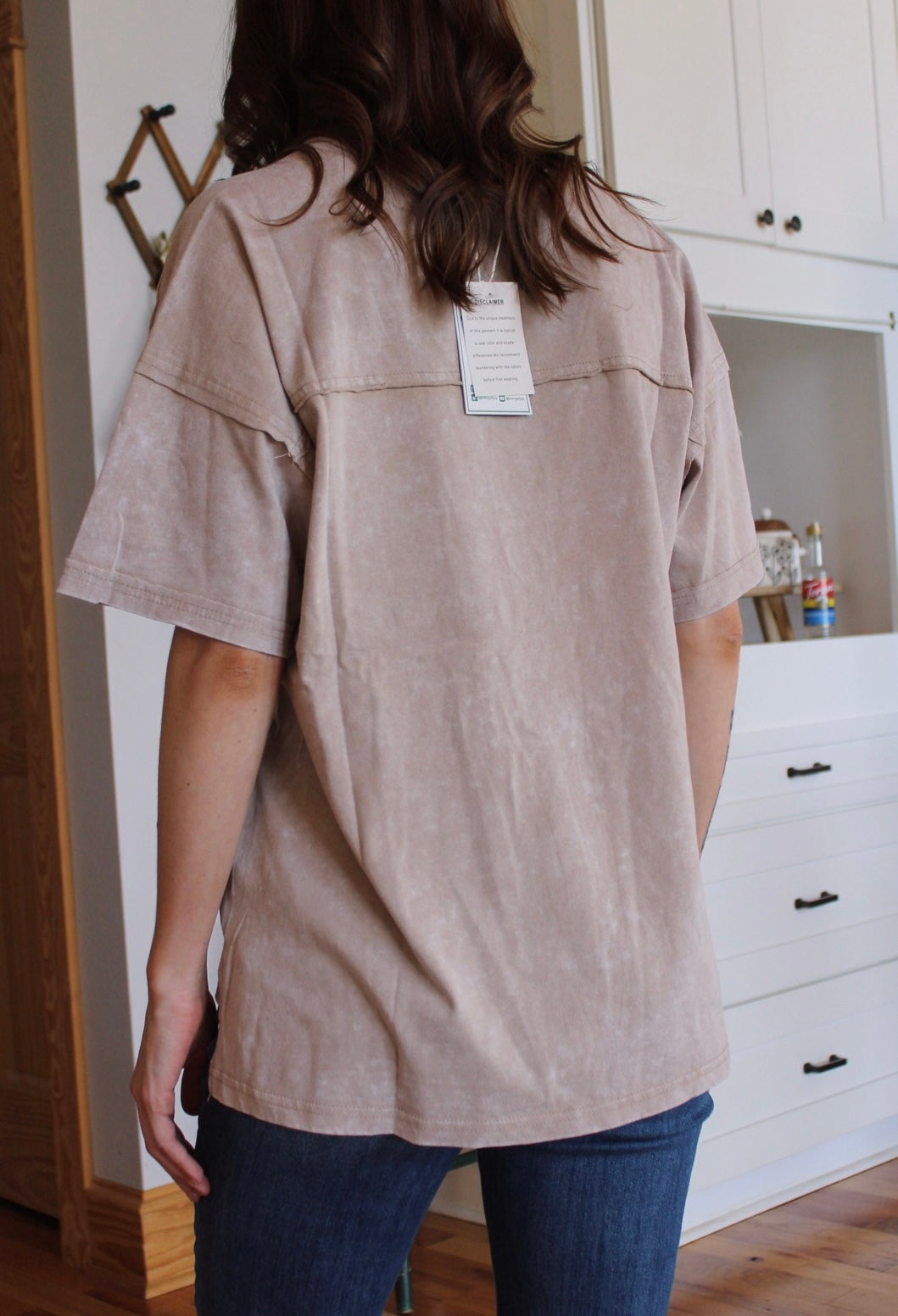 Taupe V-Neck Top