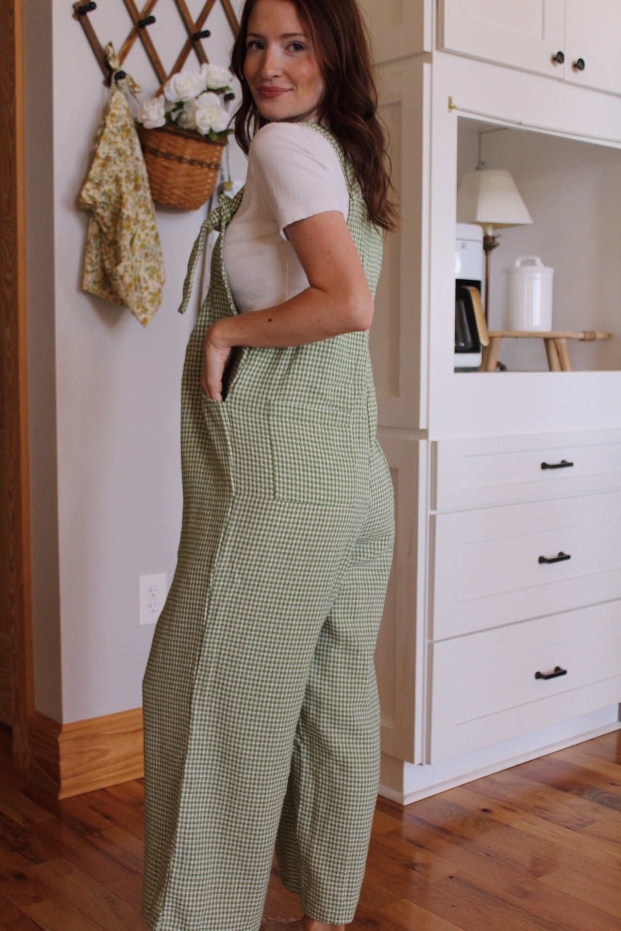 Green Gingham Overalls