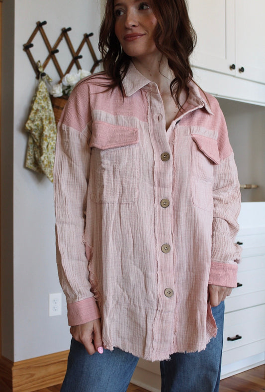 Blush Oversized Gauze Jacket
