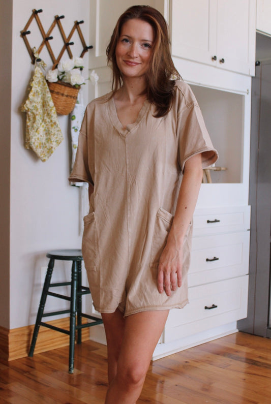 Casual Romper- Taupe