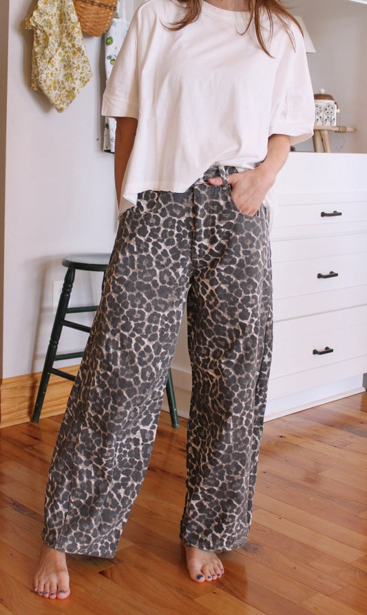 Leopard Barrel Pants