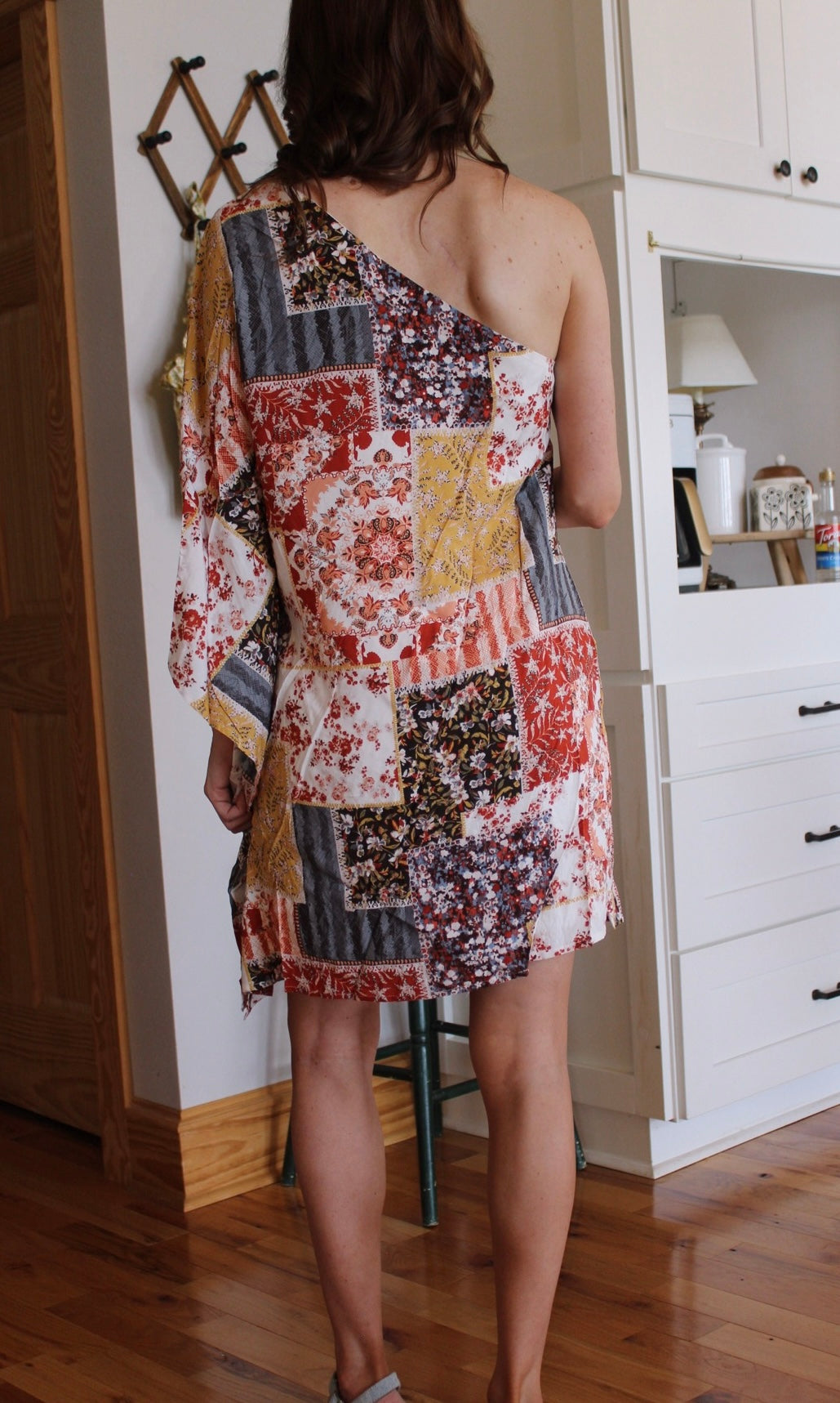 Patchwork One Shoulder Dress