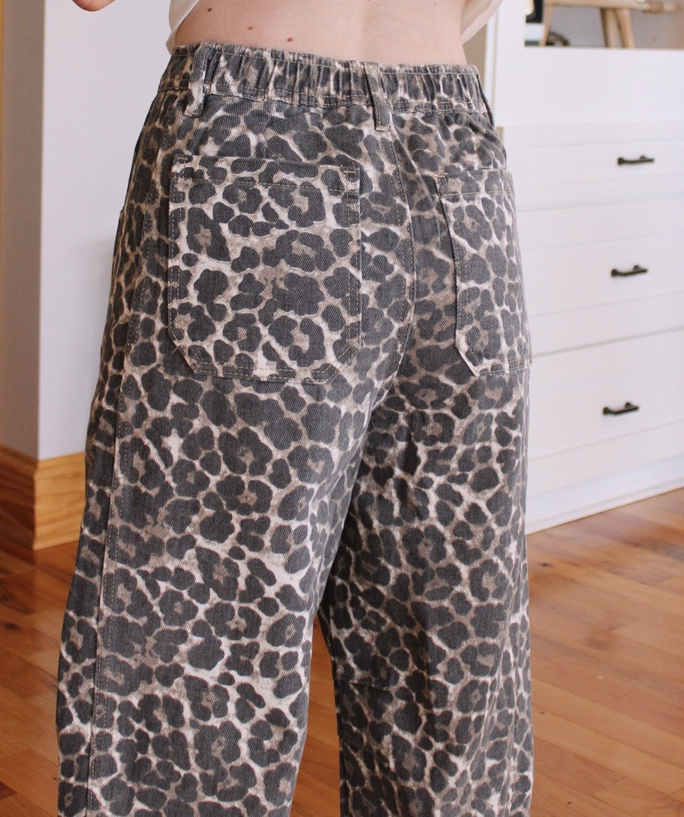 Leopard Barrel Pants