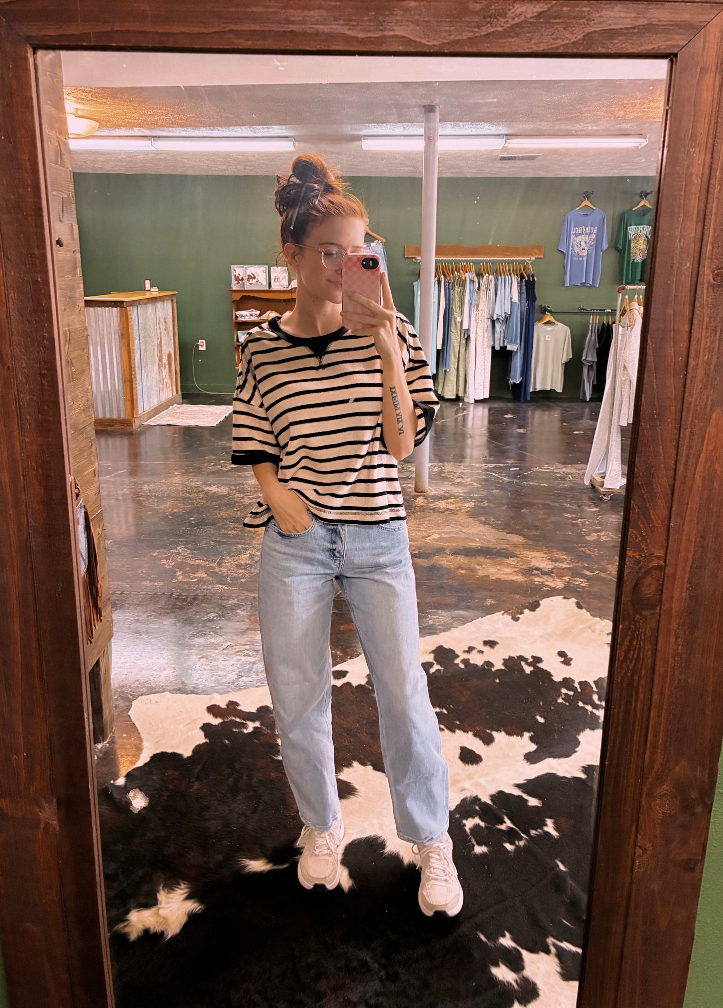 Knit Striped Top- Black/Cream