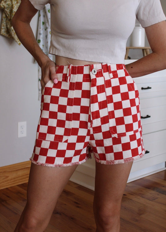 Red Checkered Shorts