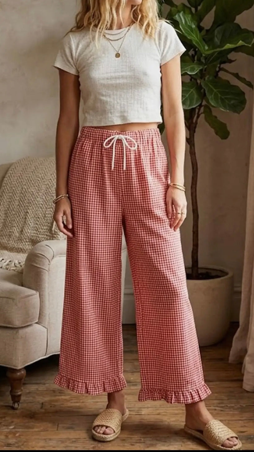 Red Gingham Pants