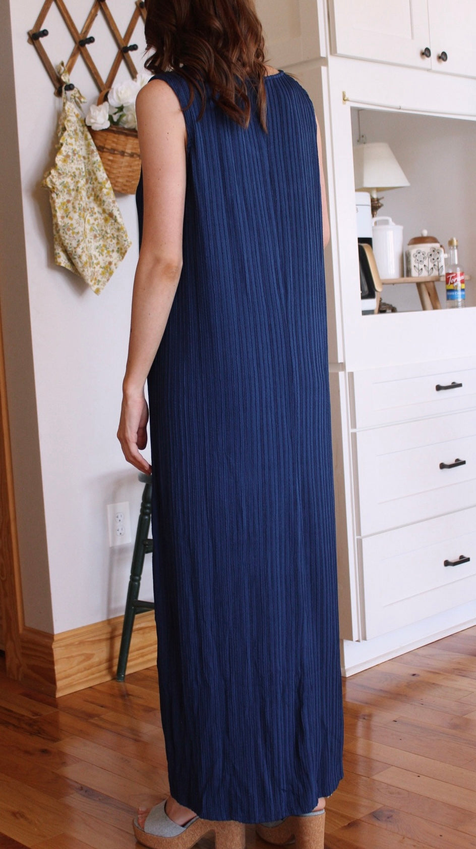 Pleated Dress- Navy