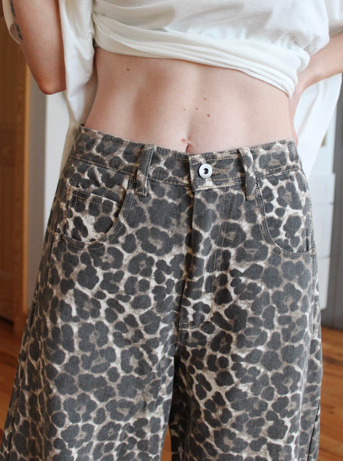 Leopard Barrel Pants