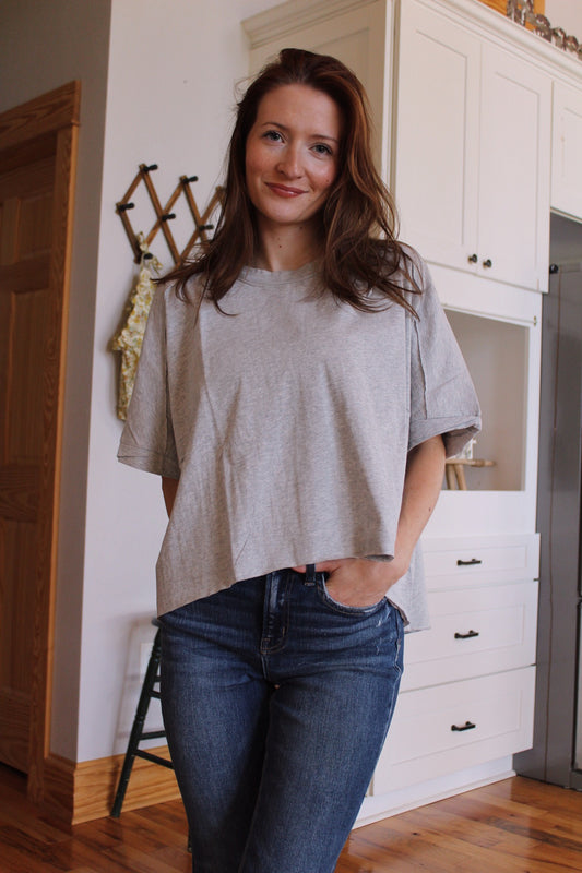 Oversized Comfy Top- Gray