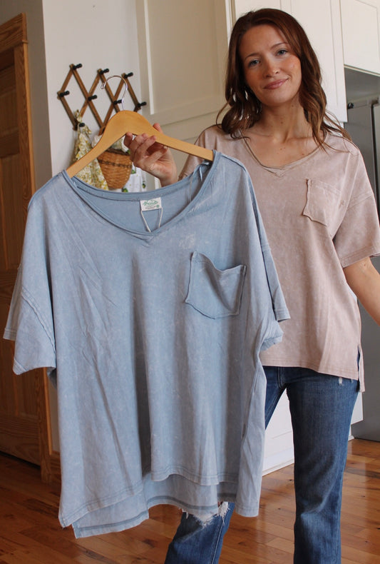 Blue V-Neck Top (Plus)