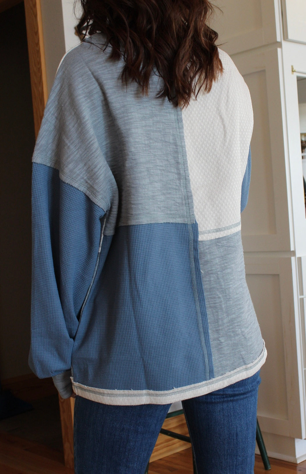 Oversized Color Block Top- Midnight