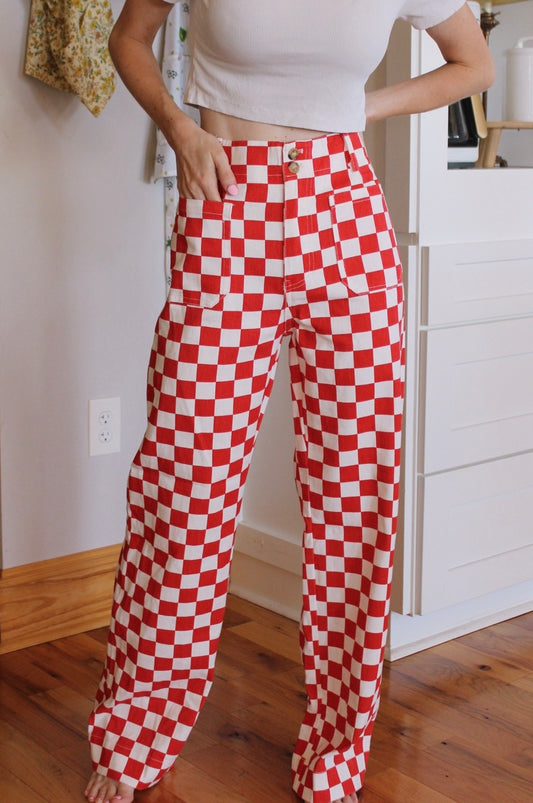 Red Checkered Bottoms