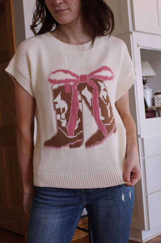 Western Boot PINK Sweater